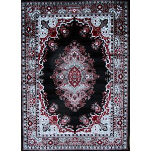 Oriental Isfahan Black Area Rug