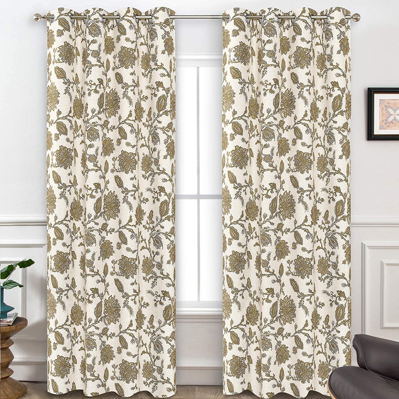Canora Grey Chaplin Linen Floral Room Darkening Thermal Grommet Curtain Panels Wayfair