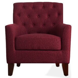 red patterned armchair