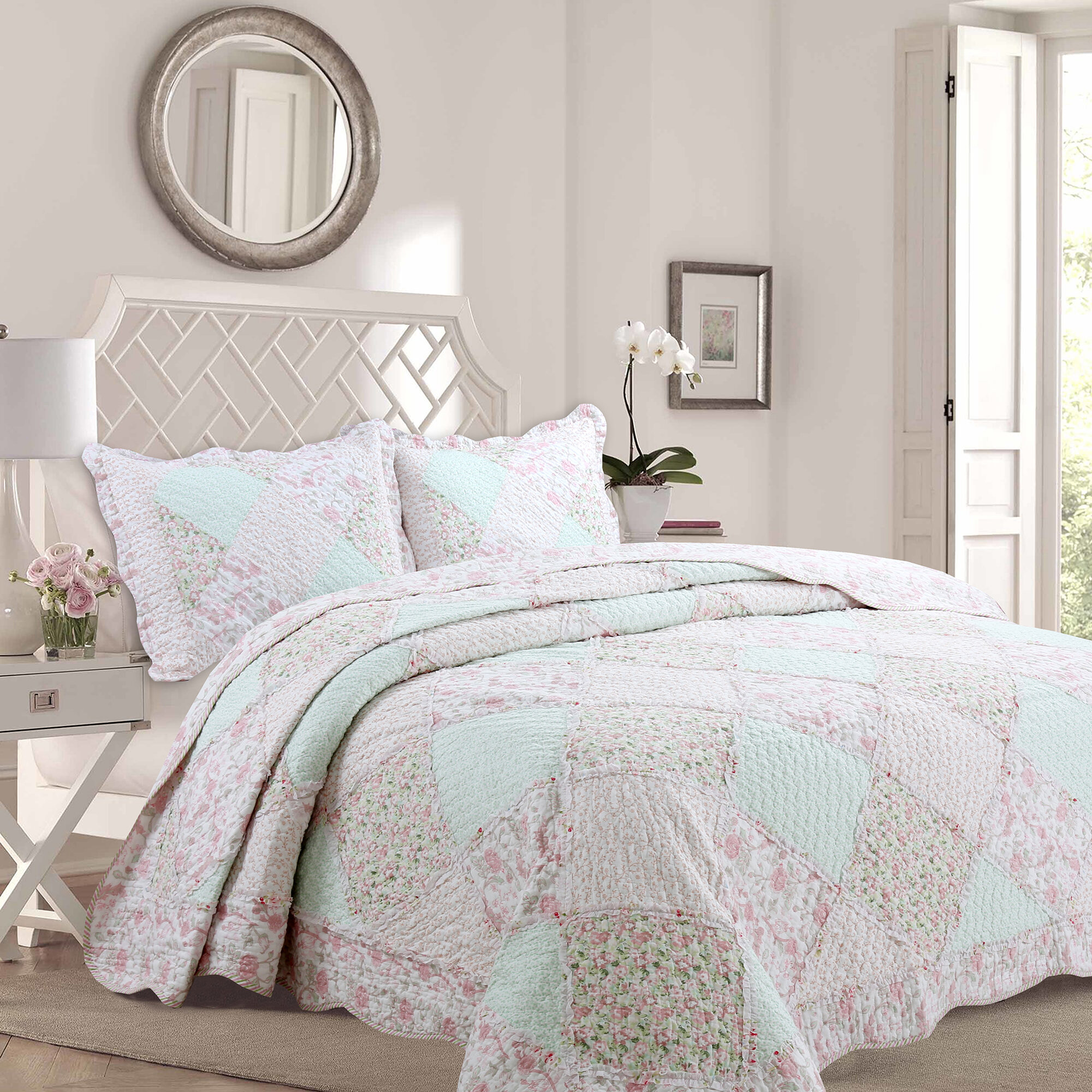 lime green and pink comforter