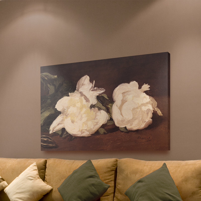 Trademark Art Branch Of White Peonies Painting Print On Canvas