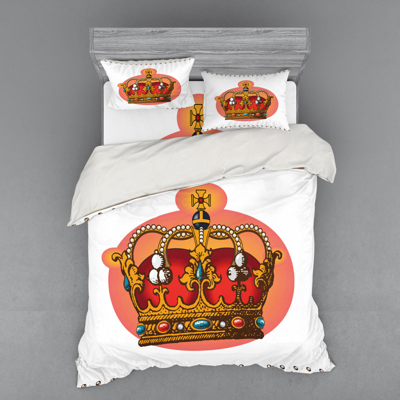East Urban Home Queen Victorian Baroque Crown Design Coronet Adornments Engravings Emperor Monarch Duvet Cover Set Wayfair Free delivery over £40 to most of the uk great selection excellent customer service find everything for a beautiful home. wayfair