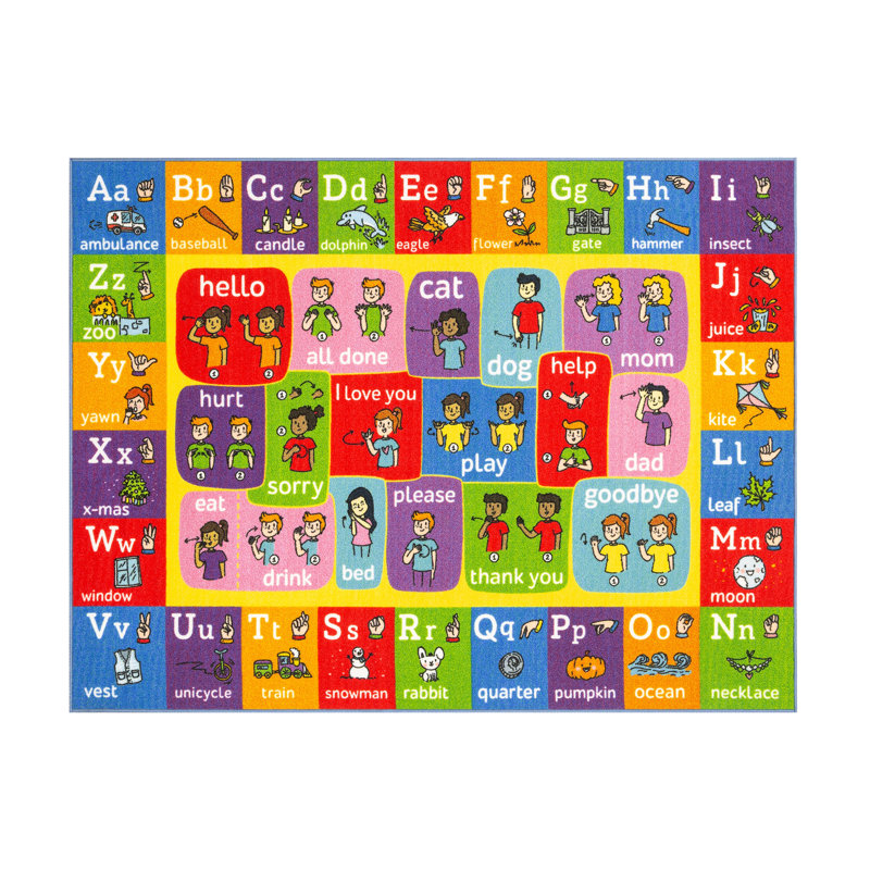 Zoomie Kids Perri Abc Alphabet Asl Sign Language Red Pink Indoor Zoomie Kids Perri Abc Alphabet Asl Sign