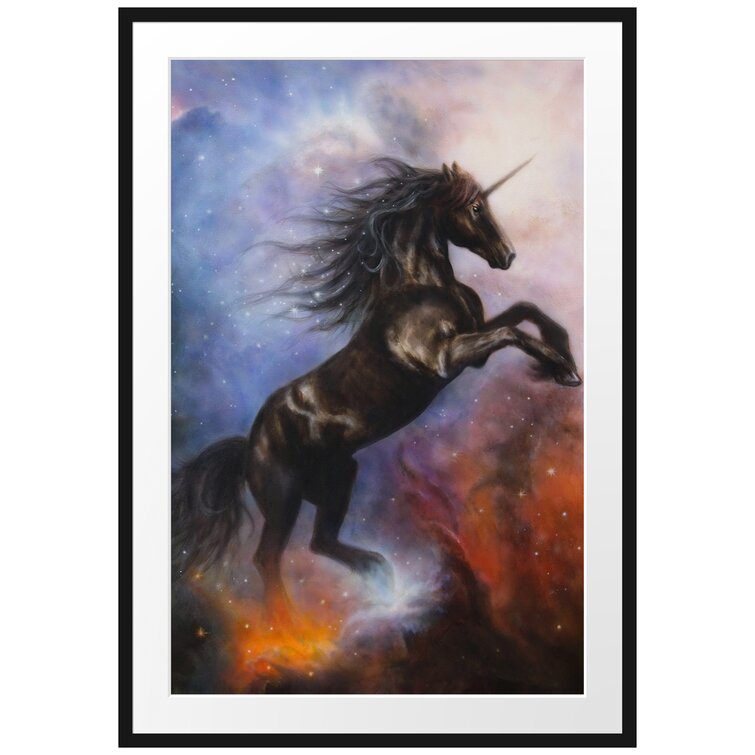 East Urban Home Gerahmtes Poster Traumhaftes Schwarzes Einhorn Wayfair De