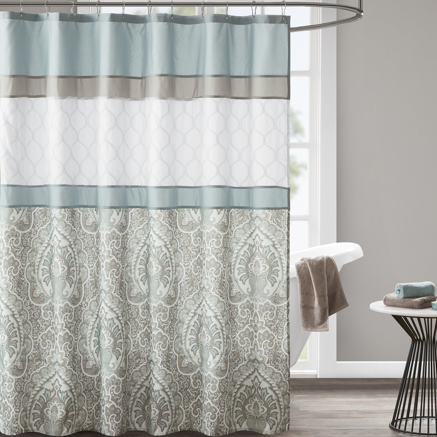 Charlton Home Keller Damask Single Shower Curtain Reviews Wayfair