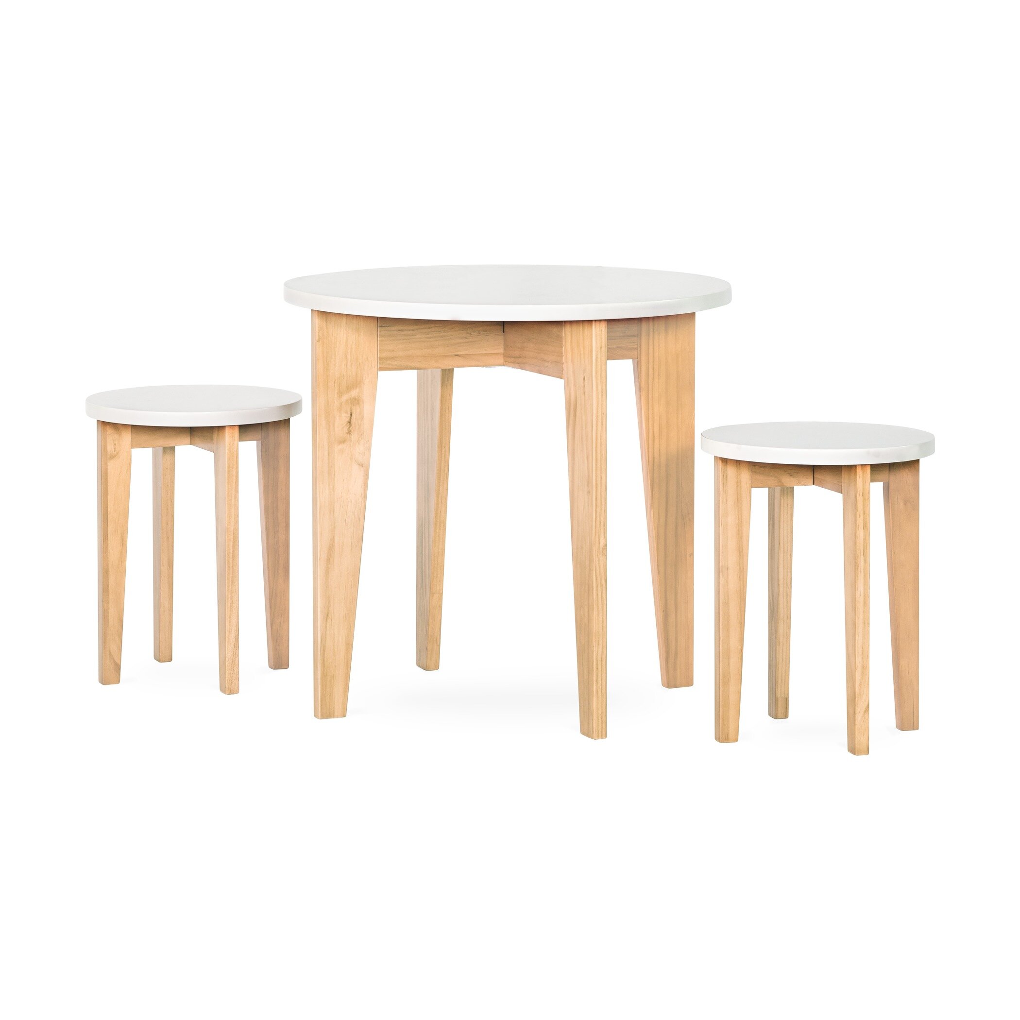 White Basics Kids Solid Wood Table and 2 Chairs Set 