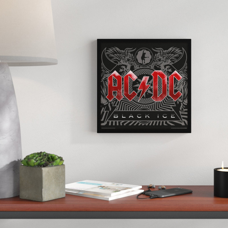 East Urban Home Acdc Black Ice Album Cover Framed Wall Art Wayfair Co Uk