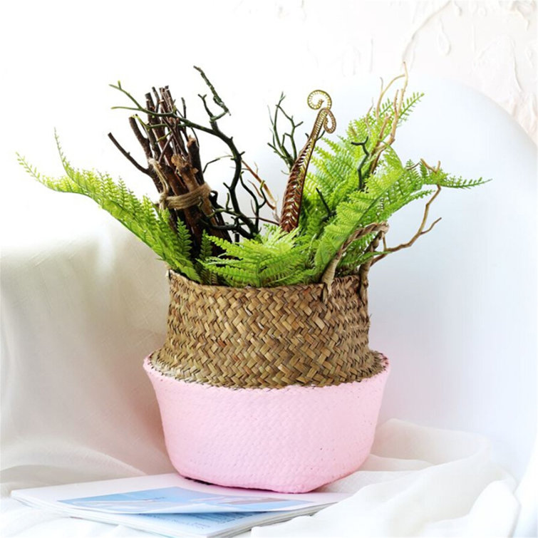 Wickerwork Basket Rattan Foldable Hanging Flower Planter Woven Storage Basket Wickerwork Basket Rattan Foldable Hanging Flower Planter Woven Storage Basket