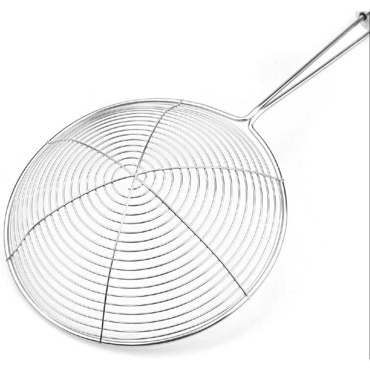 Strainer Skimmer Stainless Steel Spider Strainer Ladle for Pasta Spaghetti Noodles and Frying in Kitchen 12 Inches Bowl
