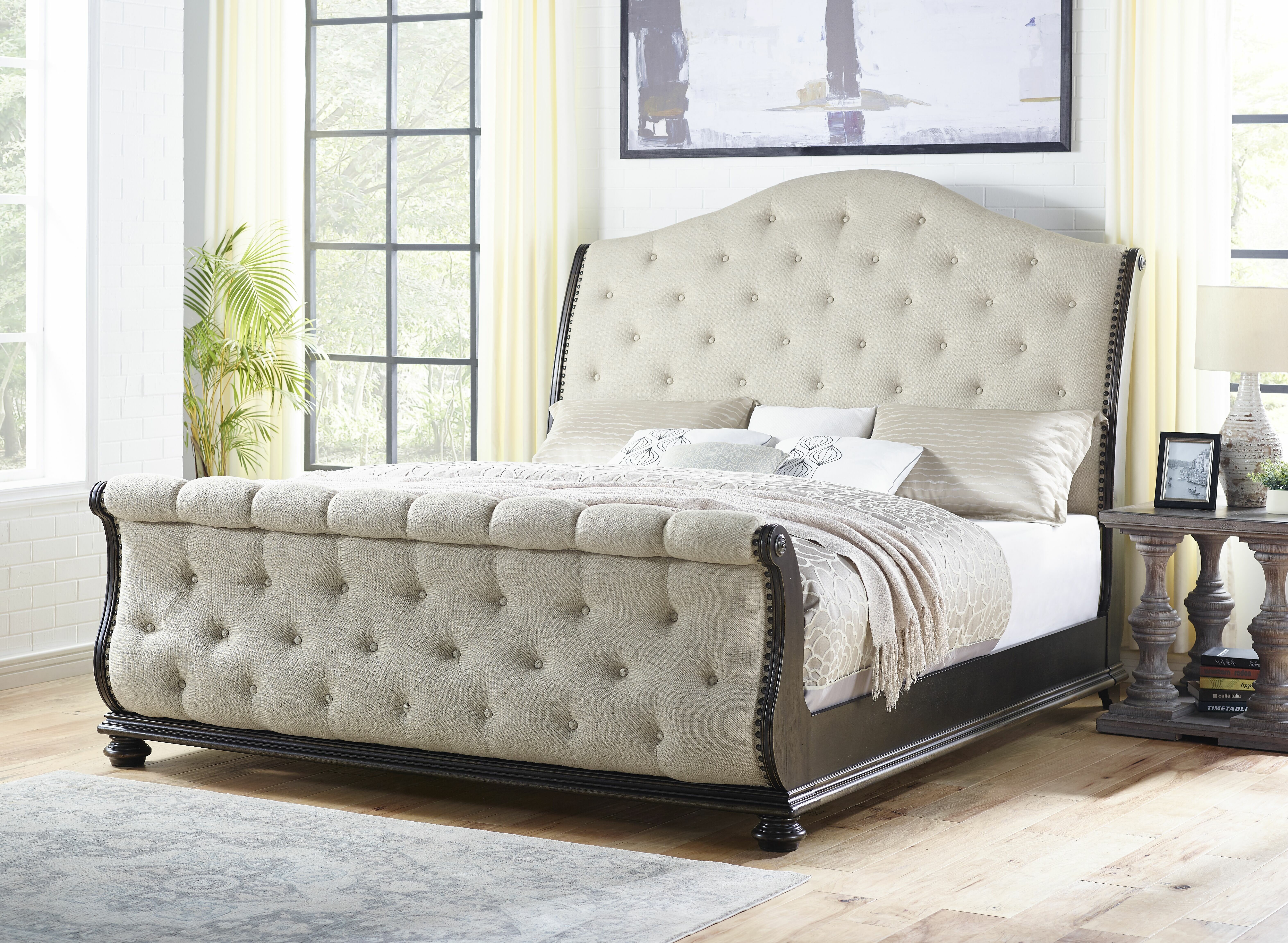 Astoria Grand Nueva Tufted Upholstered Sleigh Bed Wayfair