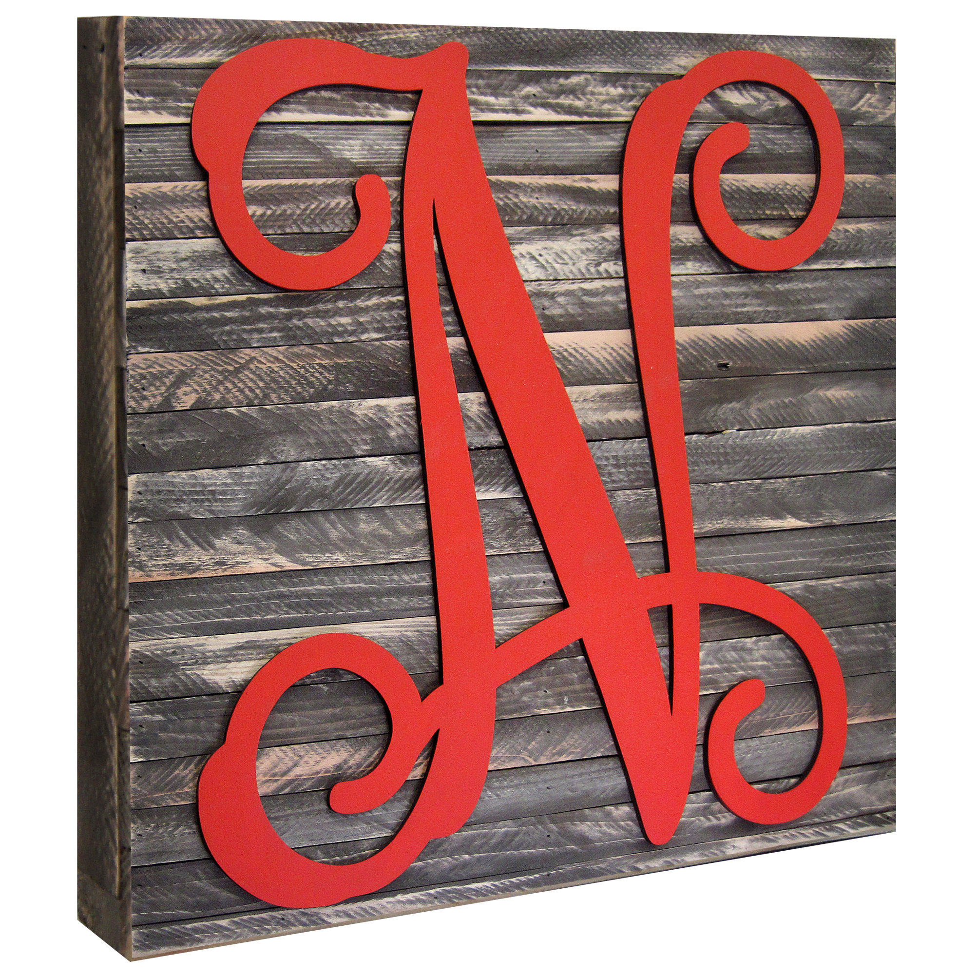 aMonogramArtUnlimited Single Letter Vine Mounted on Rustic Wood Board