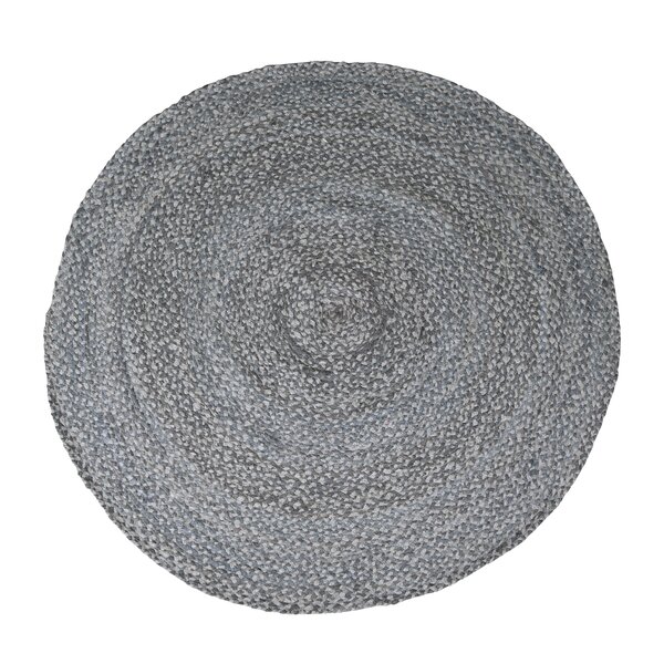 August Grove Round Handmade Braided Cotton Gray Area Rug | Wayfair