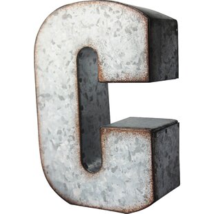 Large 20" Silver Galvanized Vintage Metal Letter & Marquee "P" 3D 
