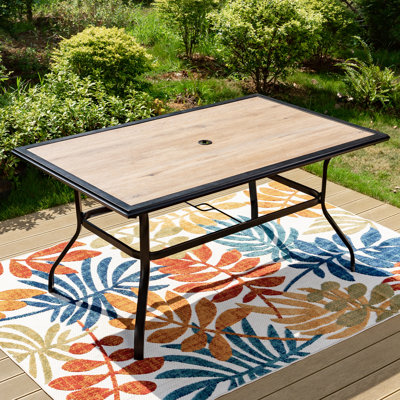 Alyah Rectangular 6 - Person 60'' Long Dining Table with 1.57" Umbrella Hole