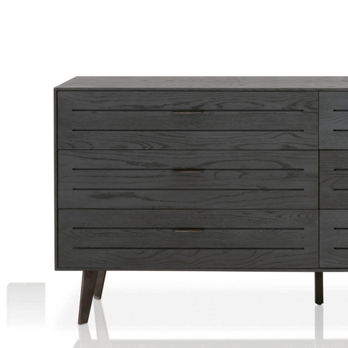 Union Rustic Wooden Six Drawers Dresser With Horizontal Plank