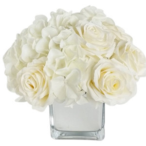 Artificial Silk Mixed Floral Arrangements in Decorative Vase