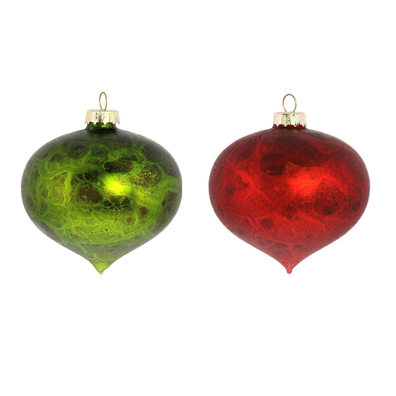 The Holiday Aisle Marbleized Glass 6 Piece Ball Ornament Set Wayfair