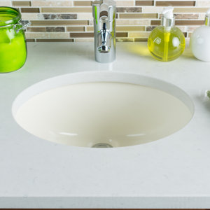 Ceramic Bowl Oval Undermount Bathroom Sink with Overflow