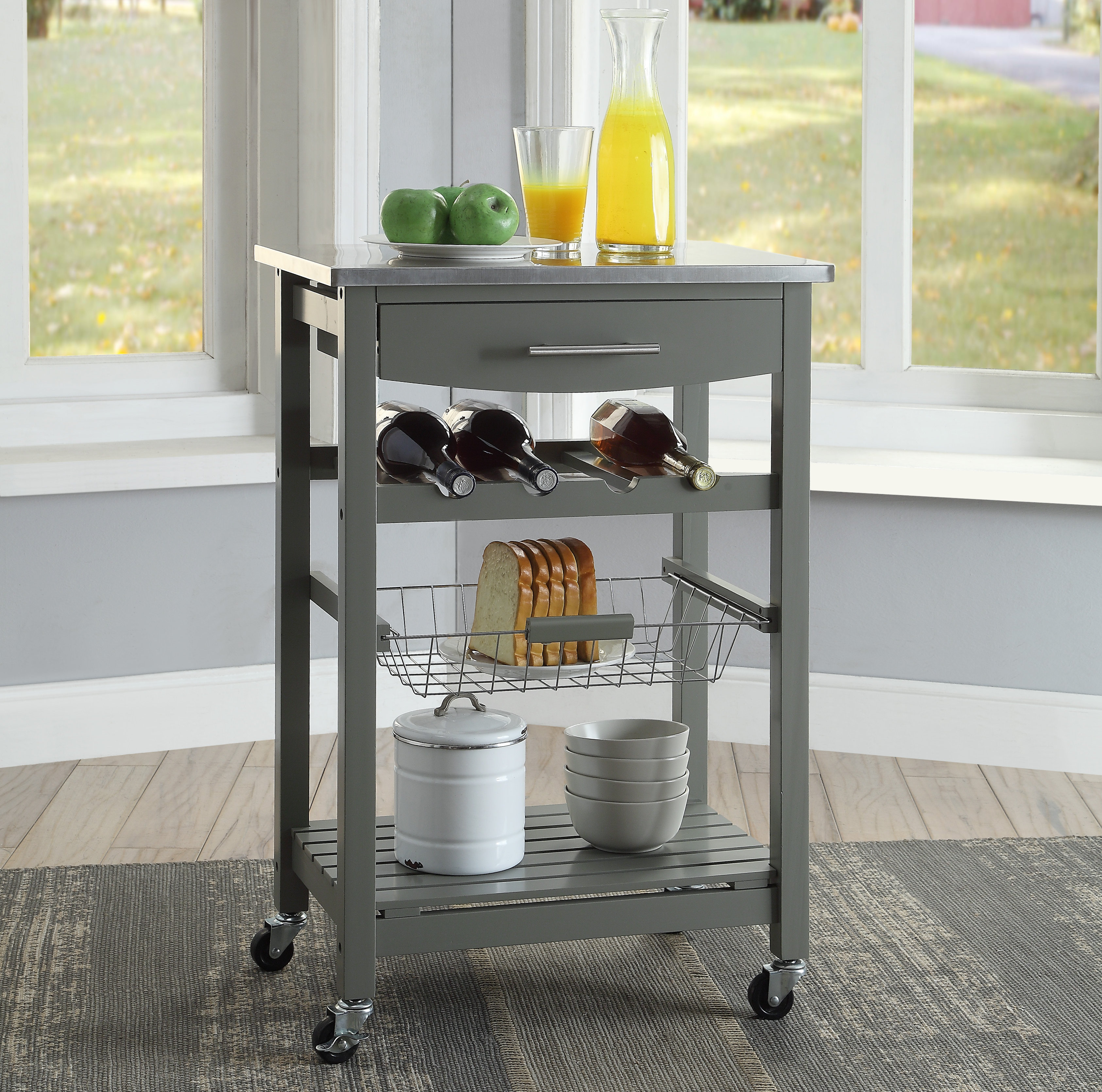 Haviland Kitchen Cart With Stainless Steel Top Reviews Birch Lane