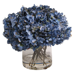 Blue Hydrangea in Acrylic Water Vase