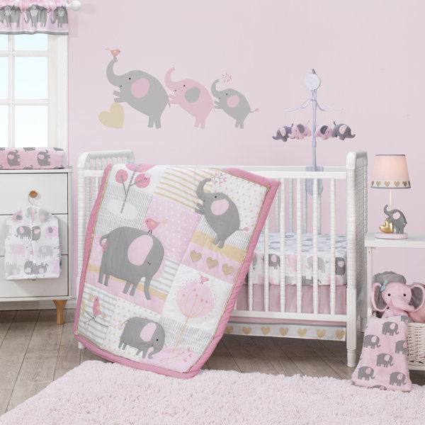Baby Nursery Bedding Set Little Princess Pink Cot Quilt Bumper & Sheet 3 Piece 