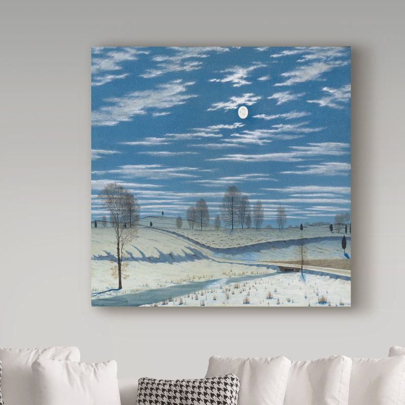 Trademark Art Winter Scene In Moonlight 1869 Oil Painting Print