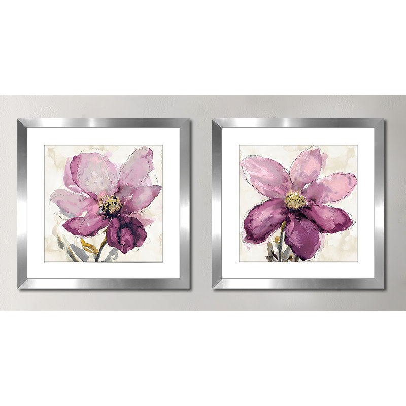 Latitude Run Floral Wash I 2 Piece Framed Watercolor Painting
