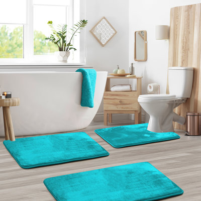 Aighan 3 Piece Ultra Soft and Absorbent Memory Foam Bath Rug Set with Non-Slip Backing