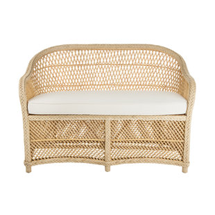 Grand Ridge Rattan Two-Seater Loveseat With Armrest by Rosecliff Heights Today Sale Only