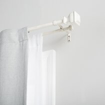 White Adjustable Curtain Drapery Double Rod With Hardware 