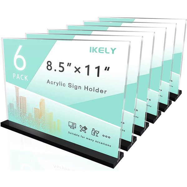 Marketing Holders Tabletop Sign Holder for Posters Advertisements Flyers Informational Sheet Signage Frames Countertop Lucite Picture Frame 11W x 17H Bottom Load Pack of 10 