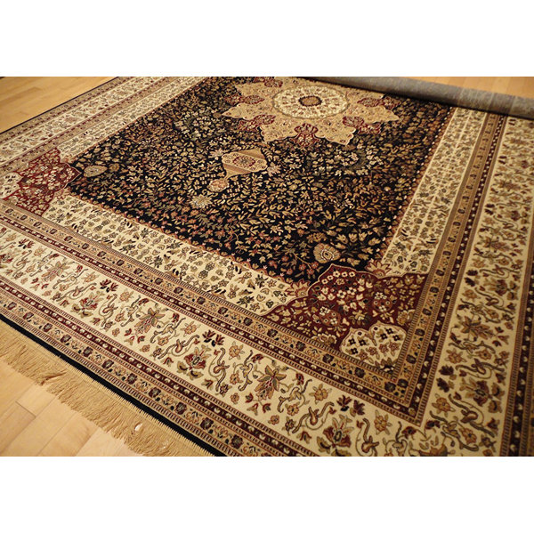 Astoria Grand Shanelle Living Room Hand Knotted Wool Navy Beige Rug Wayfair