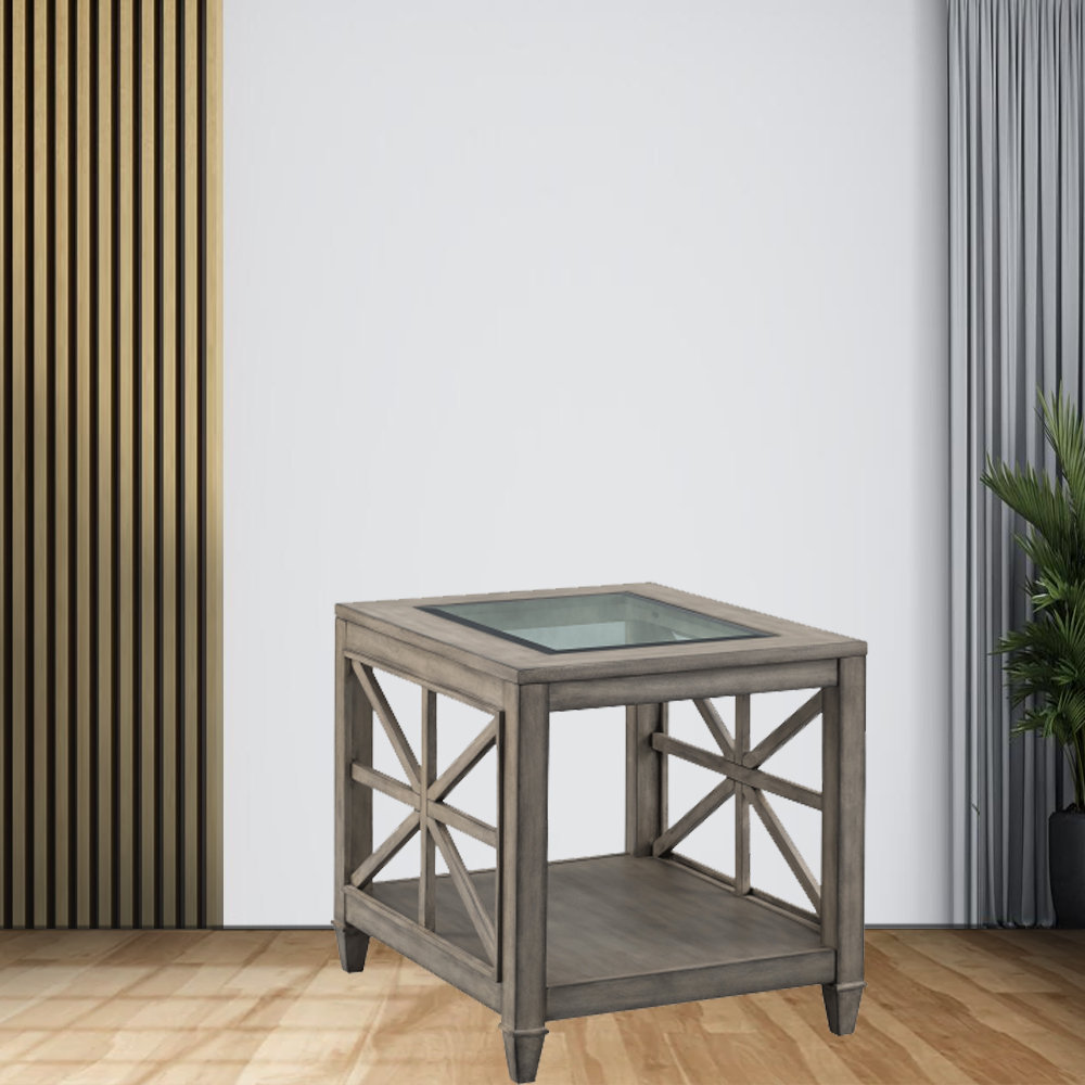 Gracie Oaks Matasha 24'' Tall Glass End Table | Wayfair