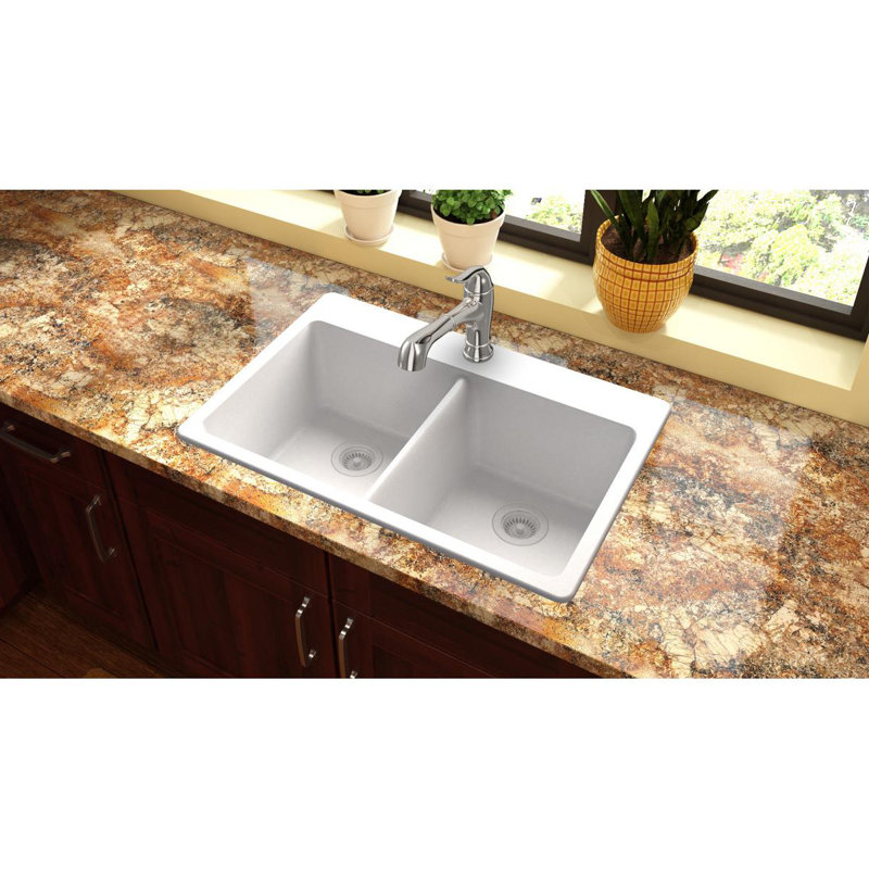 Elkay Quartz Classic 33 L X 22 W Double Basin Drop In Kitchen