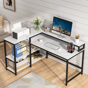 161808 Smart Home Faux Marble Top Home Office Writing Student Desk with Drawers 