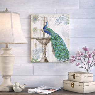 Spring Peacock II Bird Giclee Stretched Canvas Artwork 24 x 24 Global Gallery James Wiens
