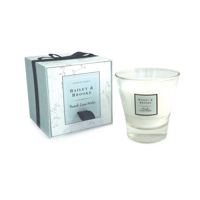 French Linen Filled Tumbler Glass Scented Jar Candle