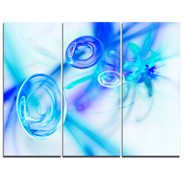 Designart Light Blue Fractal Desktop Wallpaper 3 Piece Graphic Art On Wrapped Canvas Set Wayfair