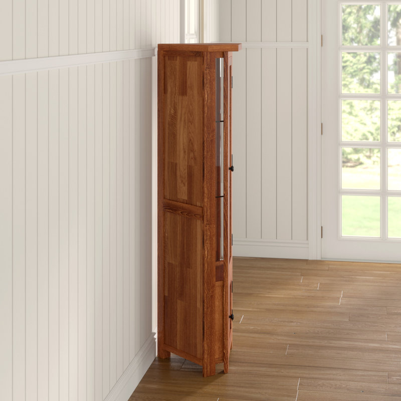 Gracie Oaks Rayleigh Solid Oak Corner Display Cabinet Reviews Gracie Oaks Rayleigh Solid Oak Corner