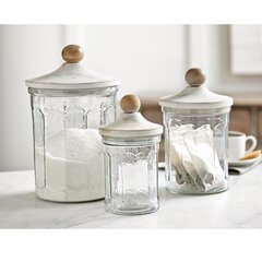 Mud Pie Home Circa Glass Knob Coffee Canister with Wood Lid 