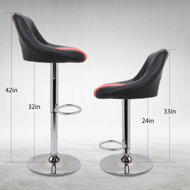 Orren Ellis Marroquin Faux Leather Adjustable Height Swivel Bar Stool Reviews Wayfair