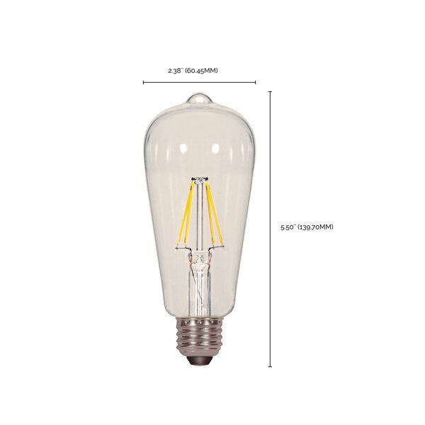 60W Equivalent Dimmable 4 Pack Candex Vintage Filament LED ST19 Edison Style Amber Glass Bulb E26 Medium Base 2200K Warm Glow 6W 