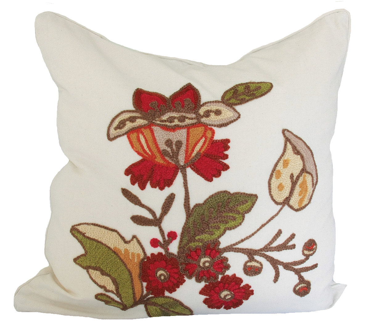 Xia Home Fashions Floral Crewel Embroidery Cotton Throw Pillow