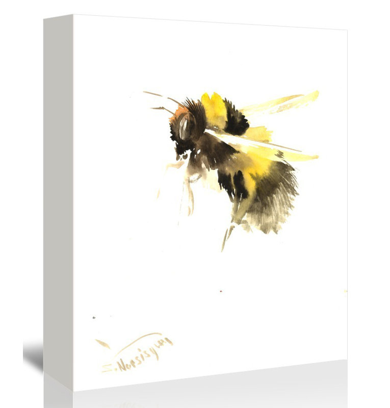 East Urban Home Bumble Bee 2 Painting Print On Gallery Wrapped