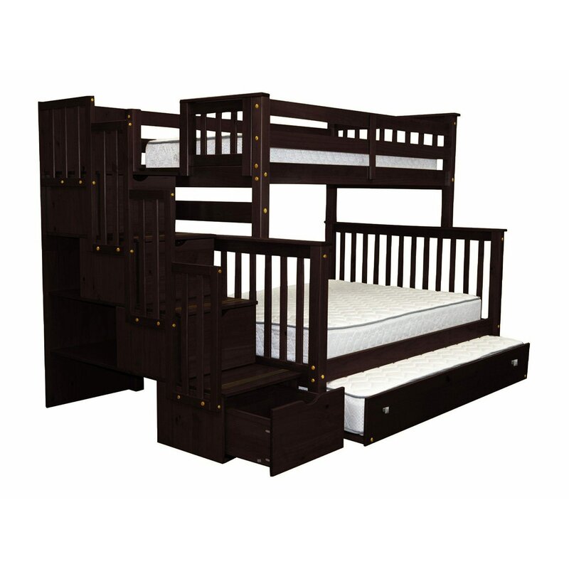 black bunk bed with stairs