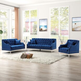 Aadil 3 Piece Velvet Standard Living Room Set by Rosdorf Park