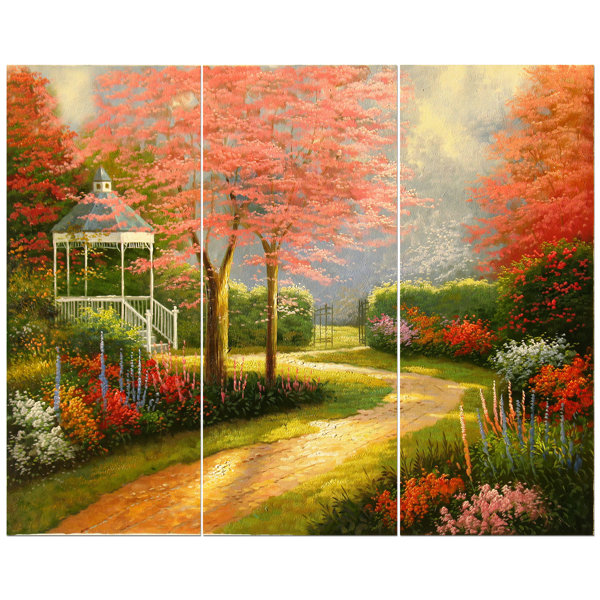 East Urban Home Pink Tree In Morning Dogwood Oil Painting Print