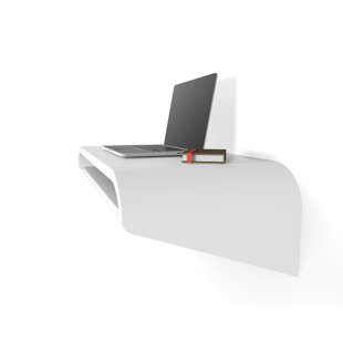 White Floating Desks You Ll Love Wayfair Minimal Floating Desk With Curved End