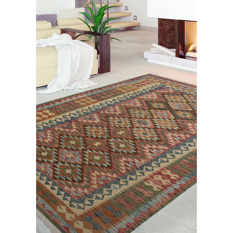 Bloomsbury Market Seema Handmade Kilim Wool Orange Beige Green Bloomsbury Market Seema Handmade Kilim