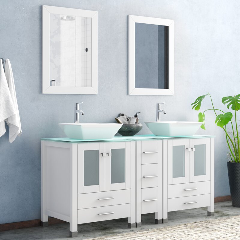 Brayden Studio Rochon 60 6 Double Bathroom Vanity Set With Mirror Reviews Wayfair